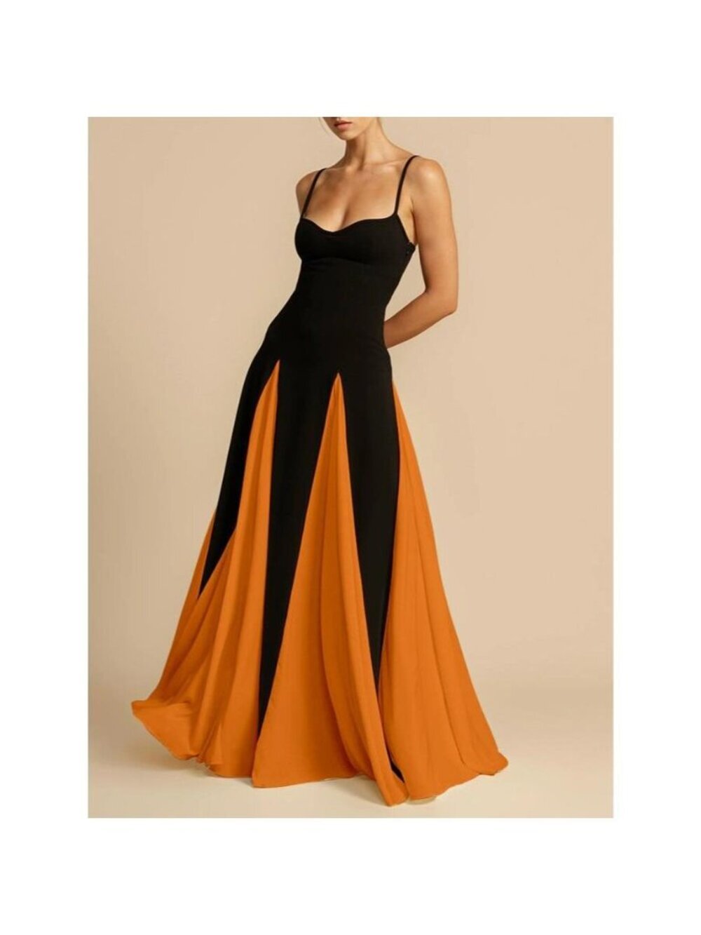 Two-Tone Flowing Maxi Dress